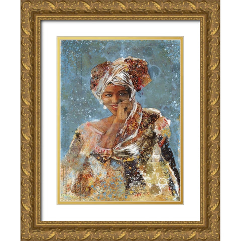 Blue African Dreams I Gold Ornate Wood Framed Art Print with Double Matting by Wiley, Marta