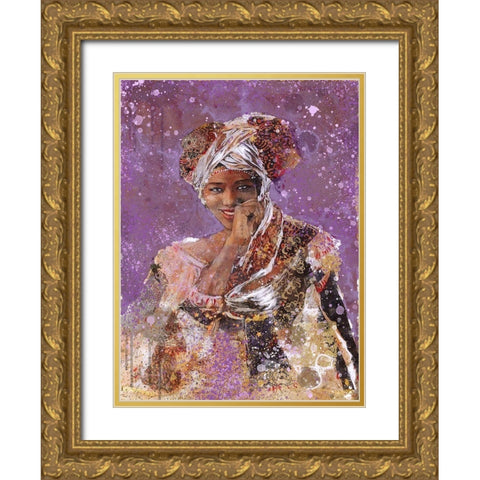 Purple African Dreams Gold Ornate Wood Framed Art Print with Double Matting by Wiley, Marta