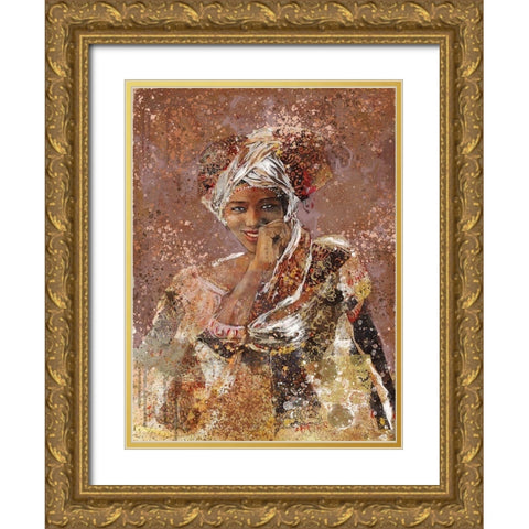 Sepia African Dreams Gold Ornate Wood Framed Art Print with Double Matting by Wiley, Marta
