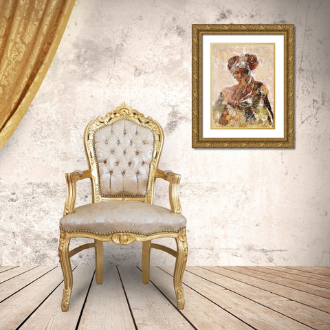 Beige African Dreams Gold Ornate Wood Framed Art Print with Double Matting by Wiley, Marta