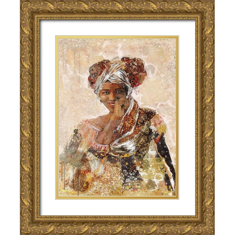 Beige African Dreams Gold Ornate Wood Framed Art Print with Double Matting by Wiley, Marta