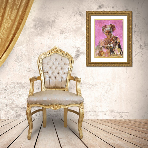 Pink African Dreams Gold Ornate Wood Framed Art Print with Double Matting by Wiley, Marta