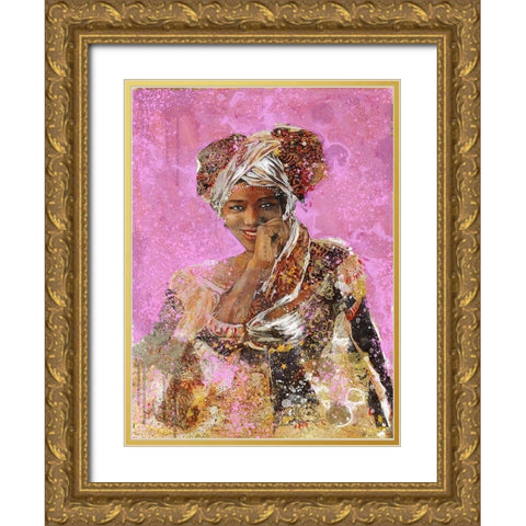 Pink African Dreams Gold Ornate Wood Framed Art Print with Double Matting by Wiley, Marta