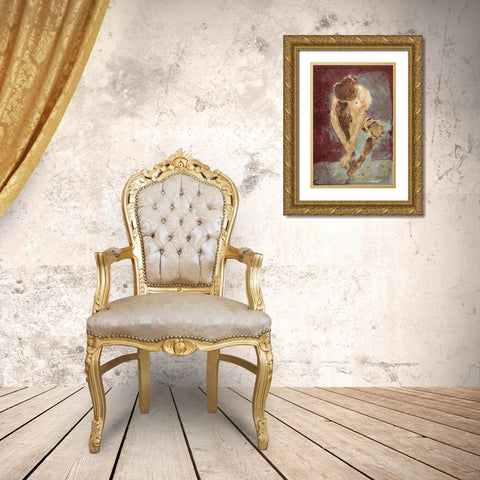Wine burgundy Repose Gold Ornate Wood Framed Art Print with Double Matting by Wiley, Marta