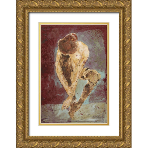 Wine burgundy Repose Gold Ornate Wood Framed Art Print with Double Matting by Wiley, Marta