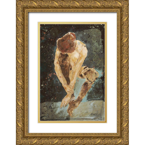 Charcoal Repose Gold Ornate Wood Framed Art Print with Double Matting by Wiley, Marta
