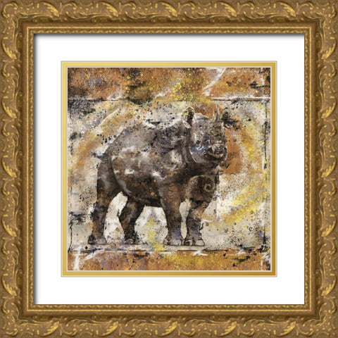 Fibonacci Rhino II Gold Ornate Wood Framed Art Print with Double Matting by Wiley, Marta