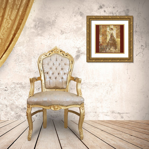 Wine I red Gold Ornate Wood Framed Art Print with Double Matting by Wiley, Marta