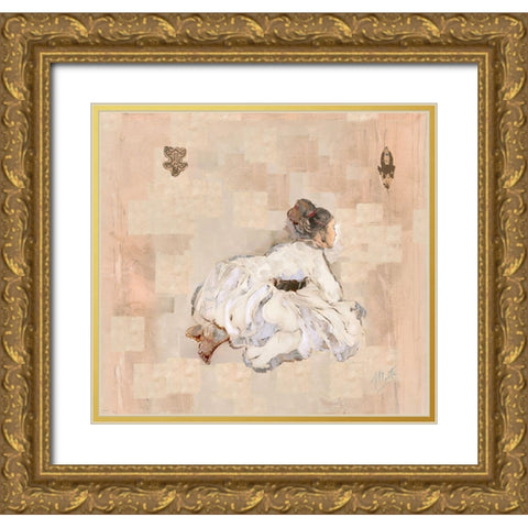 Silk Squares Gold Ornate Wood Framed Art Print with Double Matting by Wiley, Marta