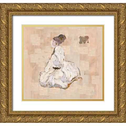 Silk Squares II Gold Ornate Wood Framed Art Print with Double Matting by Wiley, Marta