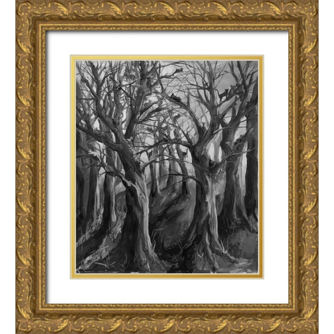Cats BandW Gold Ornate Wood Framed Art Print with Double Matting by Wiley, Marta