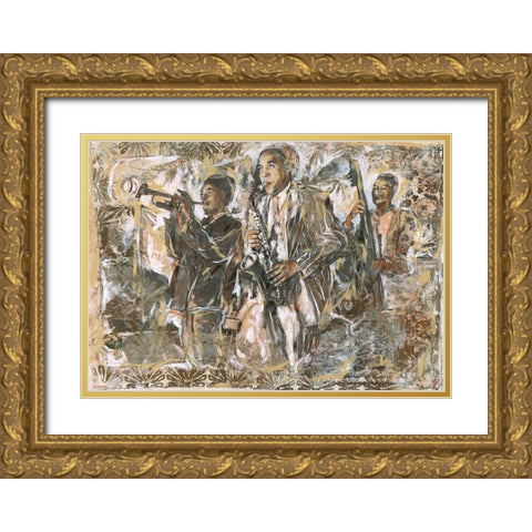 Jazz I Gold Ornate Wood Framed Art Print with Double Matting by Wiley, Marta
