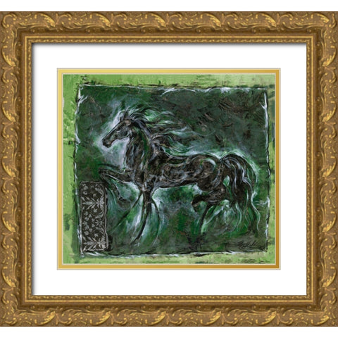 Green Lepa Zena Gold Ornate Wood Framed Art Print with Double Matting by Wiley, Marta