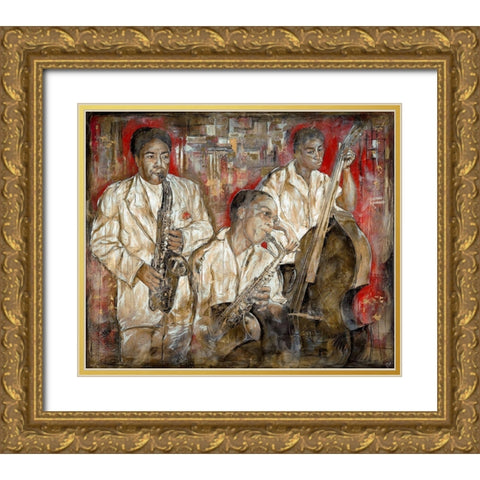 Jazz Red Oversize Gold Ornate Wood Framed Art Print with Double Matting by Wiley, Marta