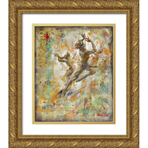 Flute Players II Colorful Gold Ornate Wood Framed Art Print with Double Matting by Wiley, Marta