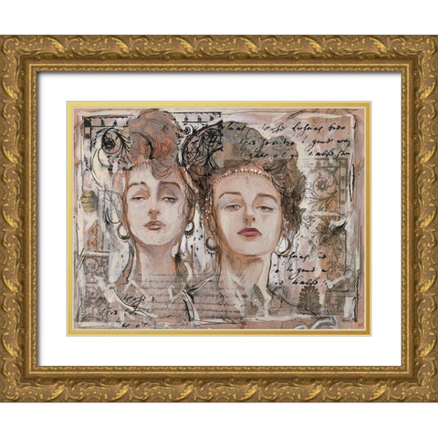 Beauty- Golden Gold Ornate Wood Framed Art Print with Double Matting by Wiley, Marta