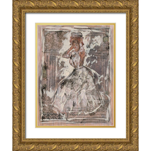 Beauty Stencil II Gold Ornate Wood Framed Art Print with Double Matting by Wiley, Marta