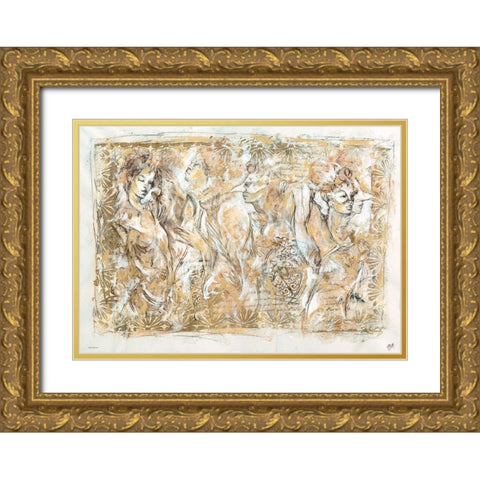 Masqurade different border Gold Ornate Wood Framed Art Print with Double Matting by Wiley, Marta