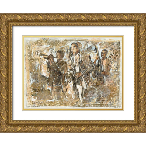 Jazz Patterns Gold Ornate Wood Framed Art Print with Double Matting by Wiley, Marta