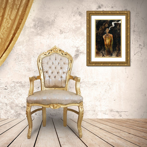 Demon Who Smells The Light Gold Ornate Wood Framed Art Print with Double Matting by Wiley, Marta