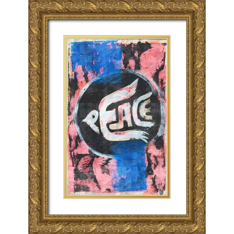 Peace Gold Ornate Wood Framed Art Print with Double Matting by Wiley, Marta