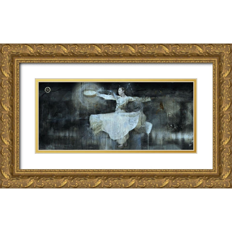 Sufi Dancer Blue Hue Gold Ornate Wood Framed Art Print with Double Matting by Wiley, Marta