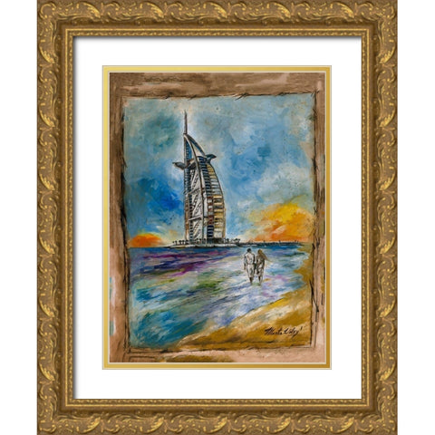 Dubai, Color Gold Ornate Wood Framed Art Print with Double Matting by Wiley, Marta