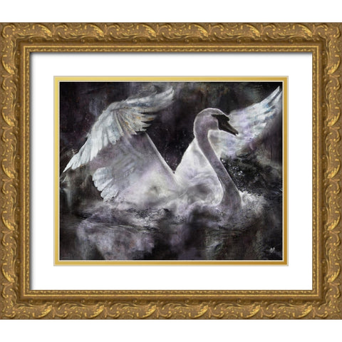Swan I Gold Ornate Wood Framed Art Print with Double Matting by Wiley, Marta