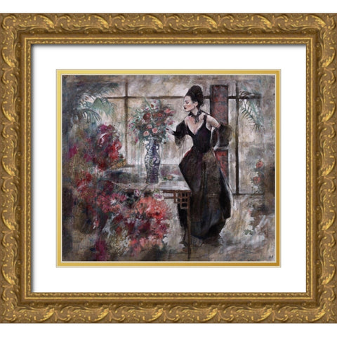 Floral and Figure Gold Ornate Wood Framed Art Print with Double Matting by Wiley, Marta