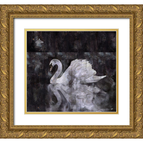 Swan II Gold Ornate Wood Framed Art Print with Double Matting by Wiley, Marta