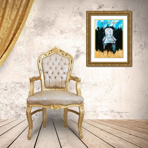 Blue Chair color Gold Ornate Wood Framed Art Print with Double Matting by Wiley, Marta