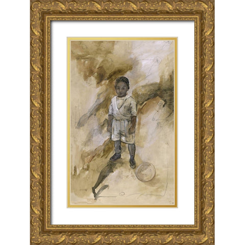 African Boy Gold Ornate Wood Framed Art Print with Double Matting by Wiley, Marta