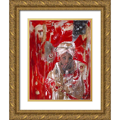 African Dream Gold Ornate Wood Framed Art Print with Double Matting by Wiley, Marta