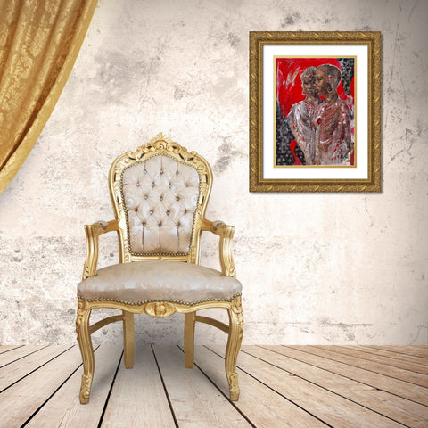 Arican VIII Red-Beige Gold Ornate Wood Framed Art Print with Double Matting by Wiley, Marta