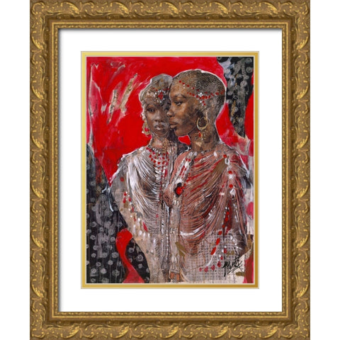 Arican VIII Red-Beige Gold Ornate Wood Framed Art Print with Double Matting by Wiley, Marta