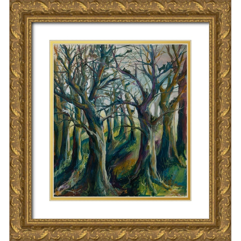 Cats in the forest Gold Ornate Wood Framed Art Print with Double Matting by Wiley, Marta