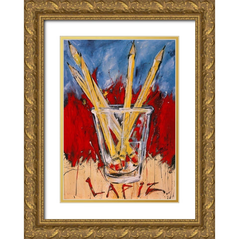 Lapiz Gold Ornate Wood Framed Art Print with Double Matting by Wiley, Marta