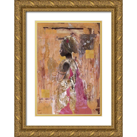 African Dream Sepia Gold Ornate Wood Framed Art Print with Double Matting by Wiley, Marta
