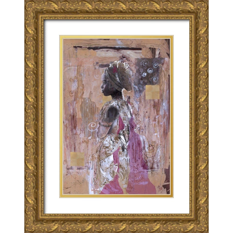 African Dream Sand Gold Ornate Wood Framed Art Print with Double Matting by Wiley, Marta
