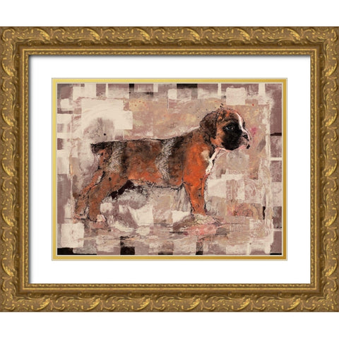 Beige Pup Gold Ornate Wood Framed Art Print with Double Matting by Wiley, Marta