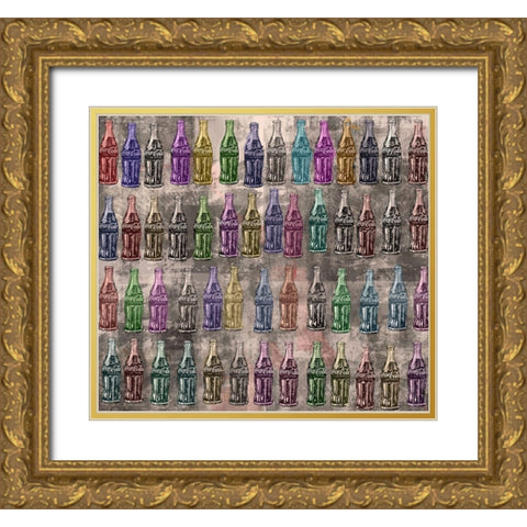 Coke Silkscreen Colors VI Gold Ornate Wood Framed Art Print with Double Matting by Wiley, Marta