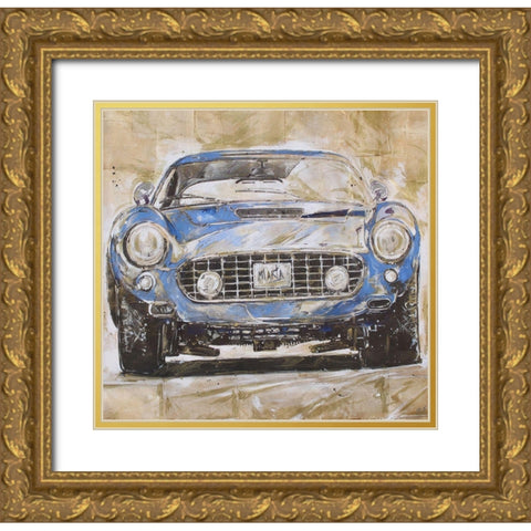 Blue Car light Gold Ornate Wood Framed Art Print with Double Matting by Wiley, Marta