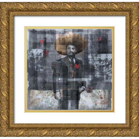 Mexcian Revolutionary I- Original Gold Ornate Wood Framed Art Print with Double Matting by Wiley, Marta