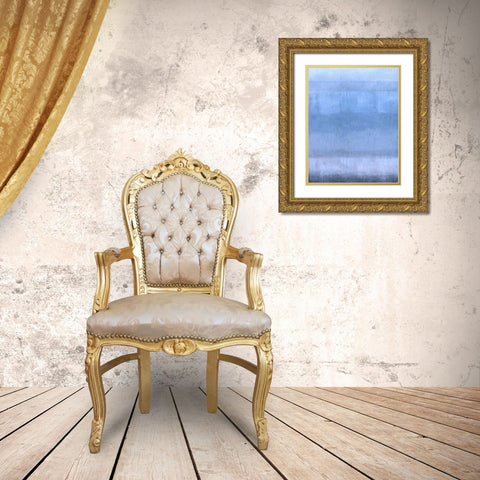 Sand Blue Abstract Light Gold Ornate Wood Framed Art Print with Double Matting by Wiley, Marta