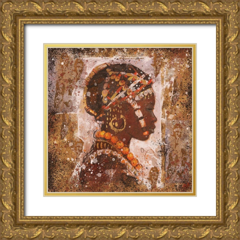 African Portrait II Gold Ornate Wood Framed Art Print with Double Matting by Wiley, Marta