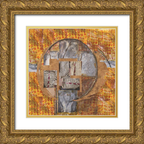 Golden Abstract III Gold Ornate Wood Framed Art Print with Double Matting by Wiley, Marta