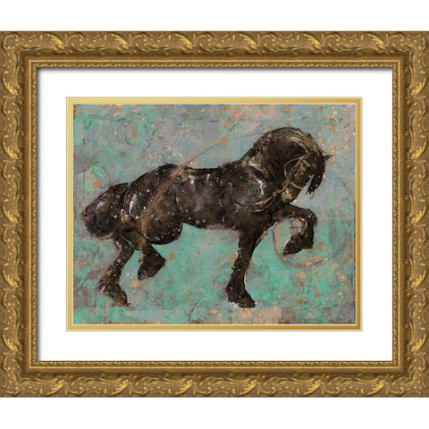 Fibonaccihorse green horse II Gold Ornate Wood Framed Art Print with Double Matting by Wiley, Marta
