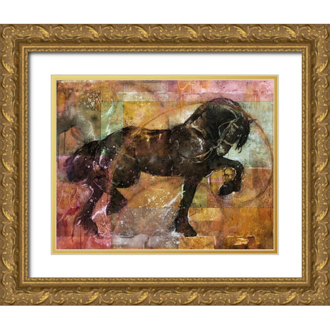 Fibonacci horse colorful Gold Ornate Wood Framed Art Print with Double Matting by Wiley, Marta