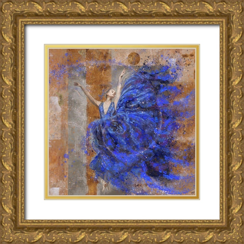 Fibonacci Blue Ballerina Gold Ornate Wood Framed Art Print with Double Matting by Wiley, Marta