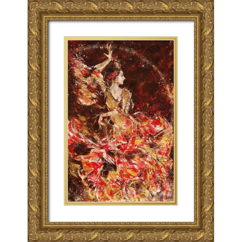 Fibonacci Flamenco Gold Ornate Wood Framed Art Print with Double Matting by Wiley, Marta